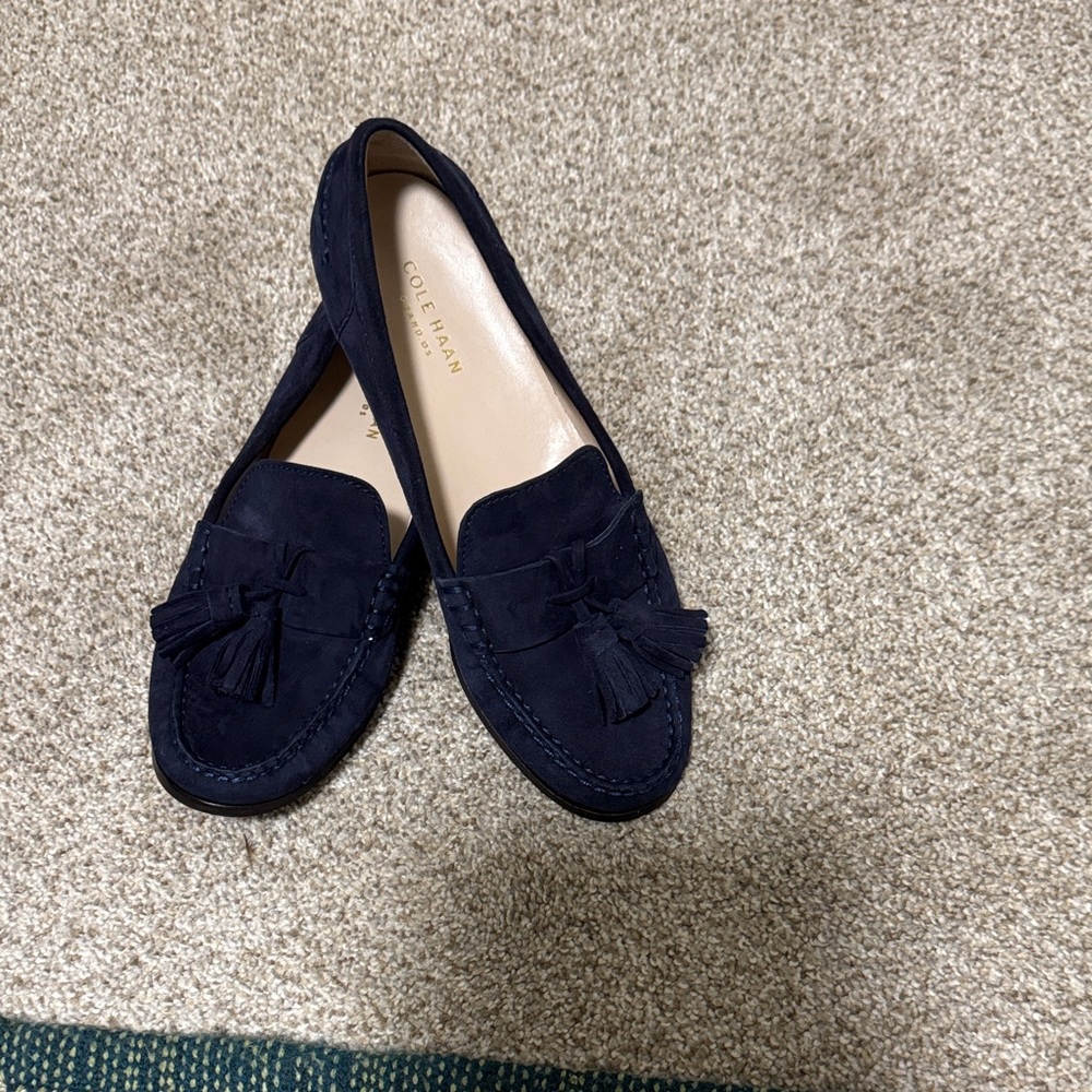 Cole Haan Women's Dark Blue Suede Tassel Loafers